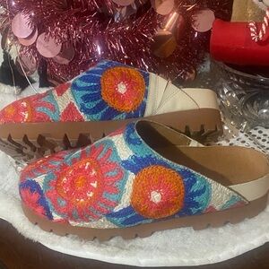 Chelsea & Violet Colorful Embroidered Clogs
